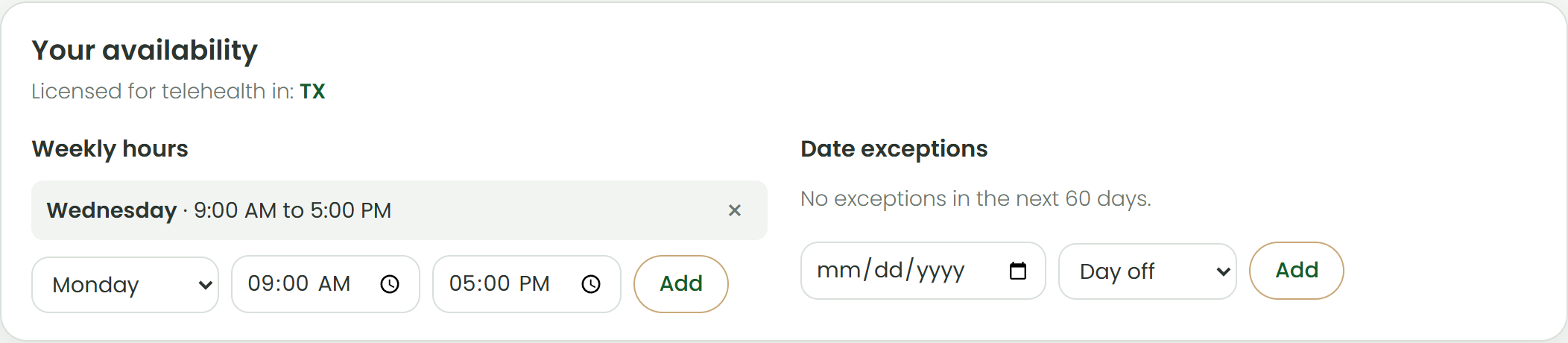 The availability editor.